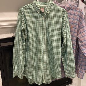 Brooks Brothers Button Down Oxford Green Plaid